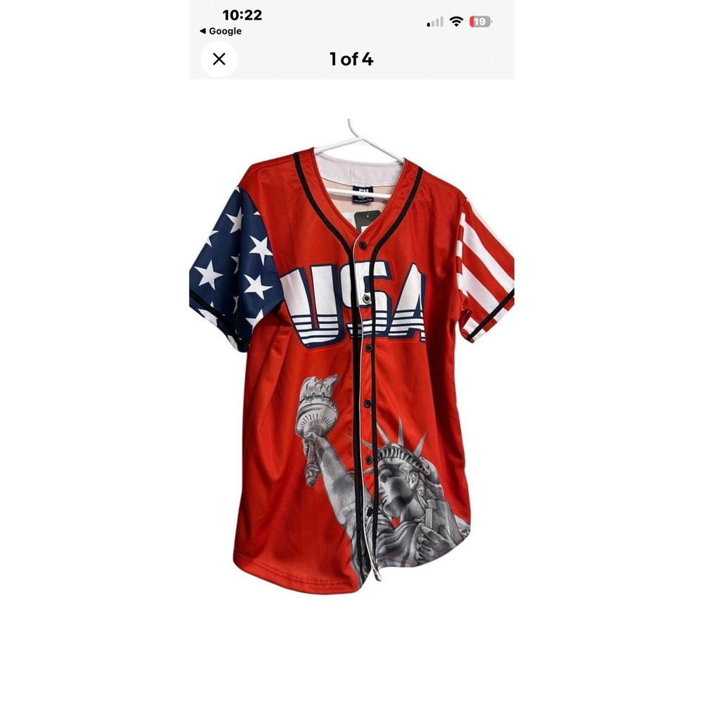 Greater Half‎ USA America 1 Statue of Liberty Baseball Jersey Mens 3XL Red